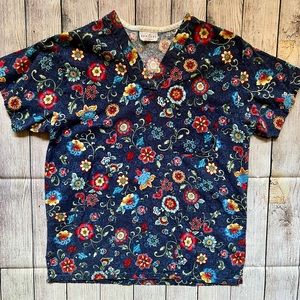 ▪️Navy Floral Scrub Top▪️